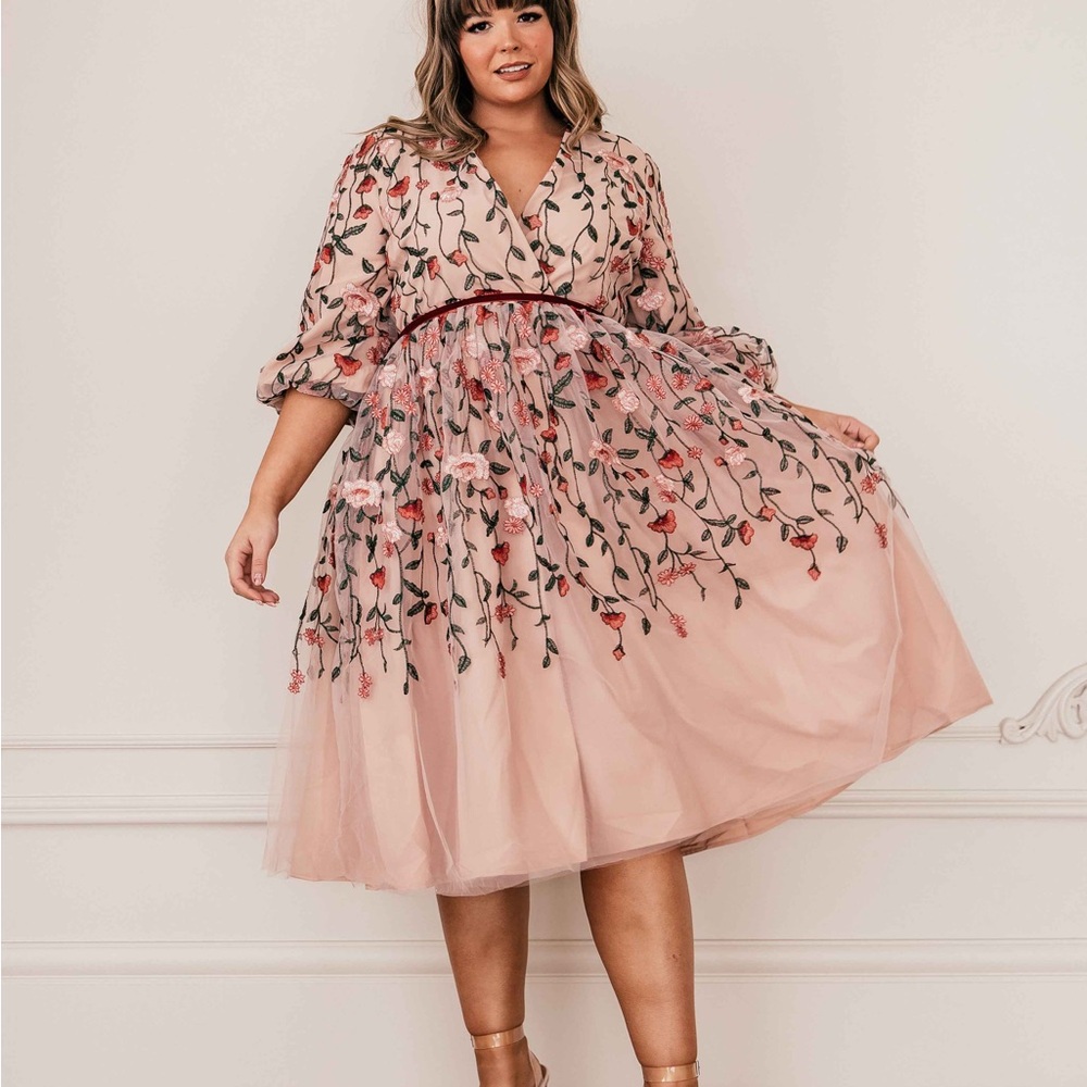 JessaKae Pink Embellished Midi Dress for Weddings holly dress